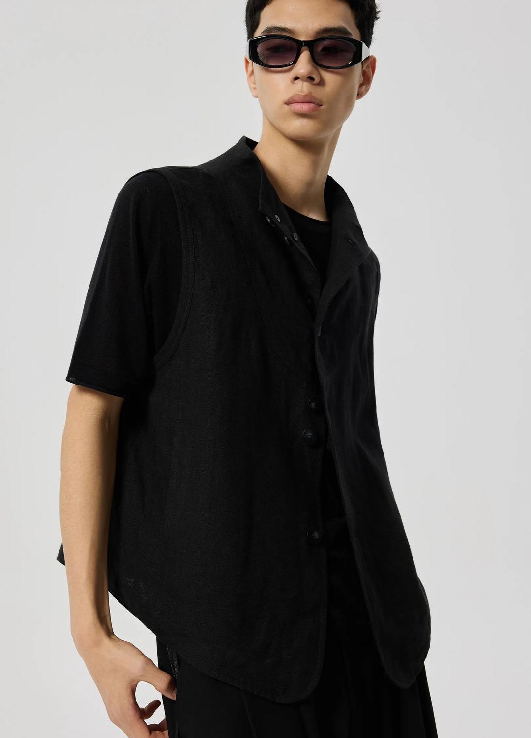 Linen Vest - Black / S
