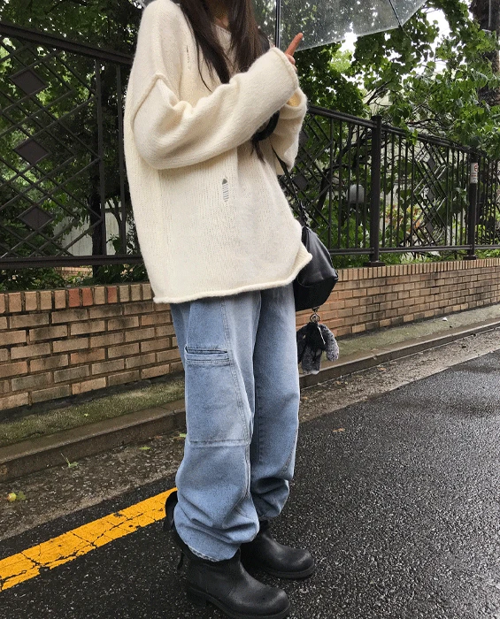 포켓 와이드 데님 (s, m)