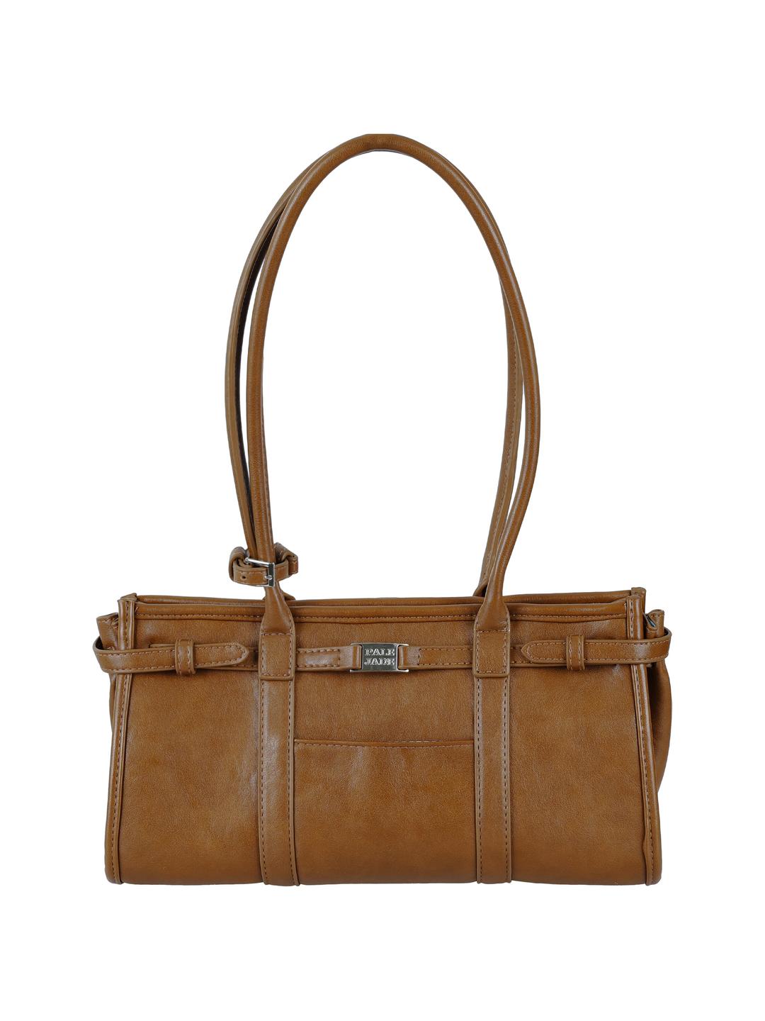 Leather Belted Shoulder Bag In Brown