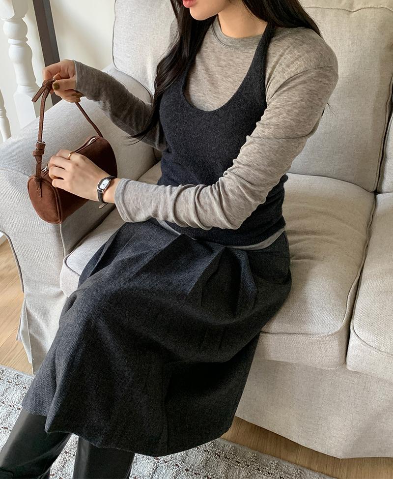 에이치다 [니트뷔스티에] 제인 홀터넥 레이어드 나시 니트 4color (봄/ 봄니트/ 니트뷔스티에/ 이너니트/개강룩/ 출근룩/ 데이트룩/ 하객룩)