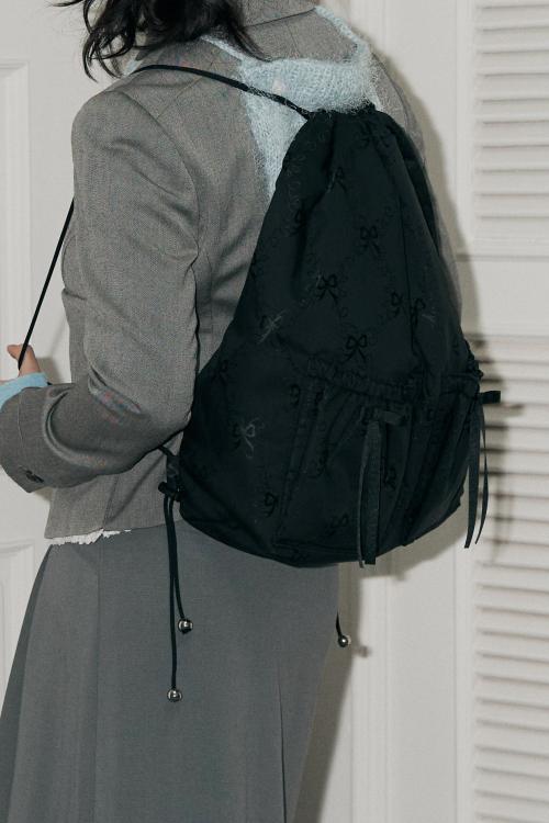 ribbon string bag(black)