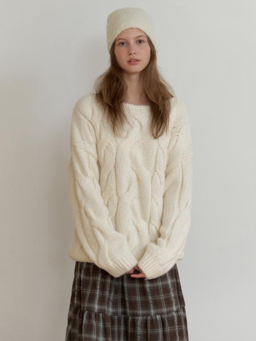 Ruana overfit knit (ivory)