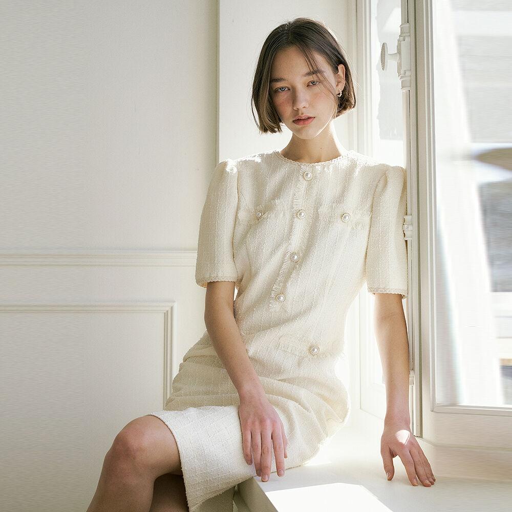 Emily tweed one-piece (cream)