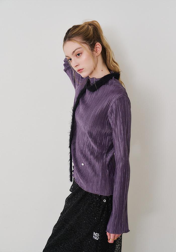 VELVET HALF-NECK SLEEVE-PURPLE