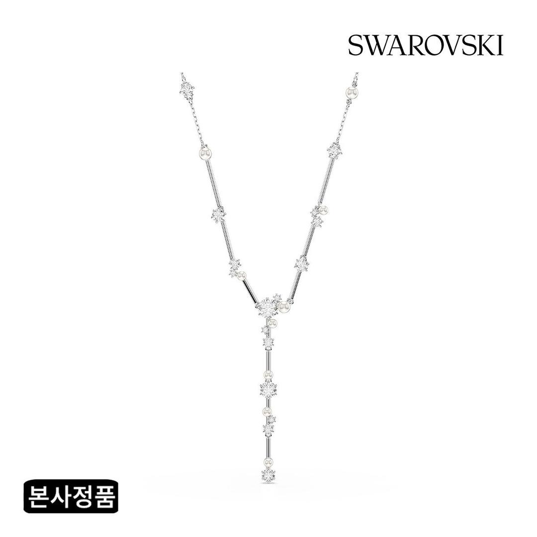 롯백본점[본사정품] Constella 로듐 크리스털 Y자형 목걸이
