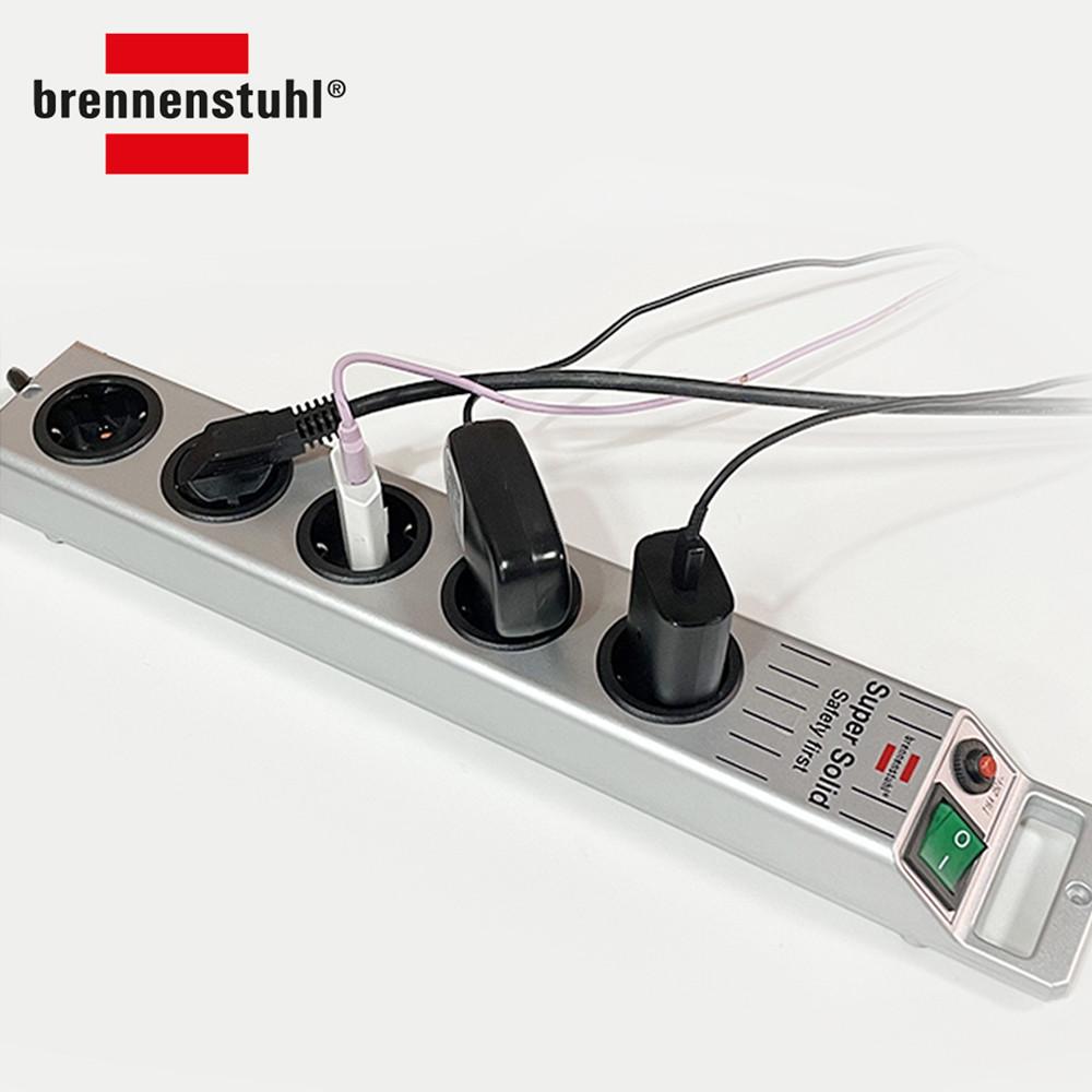 브레넨스툴 슈퍼솔리드 5구 멀티탭 폴리카보네이트 고용량멀티탭 블랙 실버 대용량