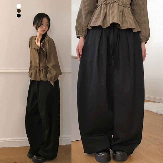 [핏보장🖤/데일리템] 컴포트핀턱와이드밴딩팬츠 (3color)
