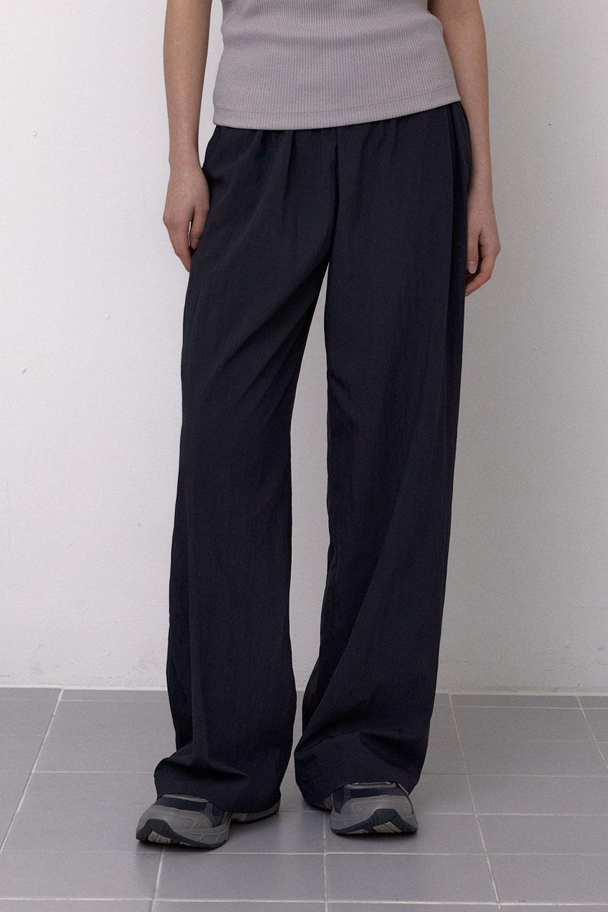 Nylon loose Banding Pants (Charcoal Navy)