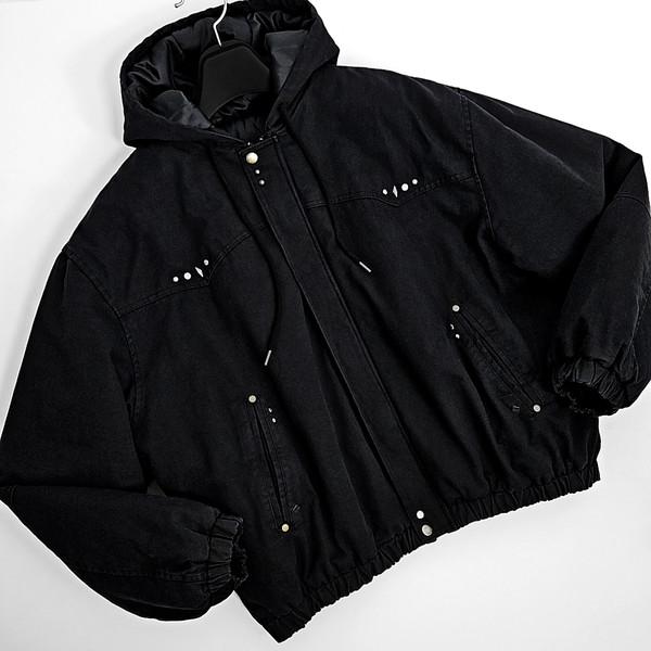 Pabella western padded hoodie jumper (black)