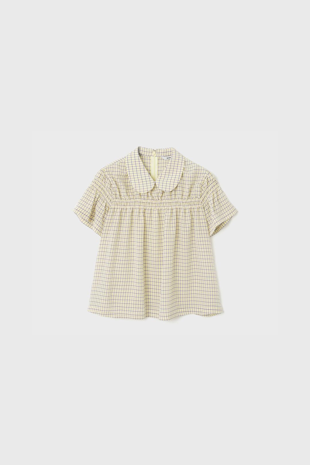 ROUND COLLAR GATHER BLOUSE (LEMON)