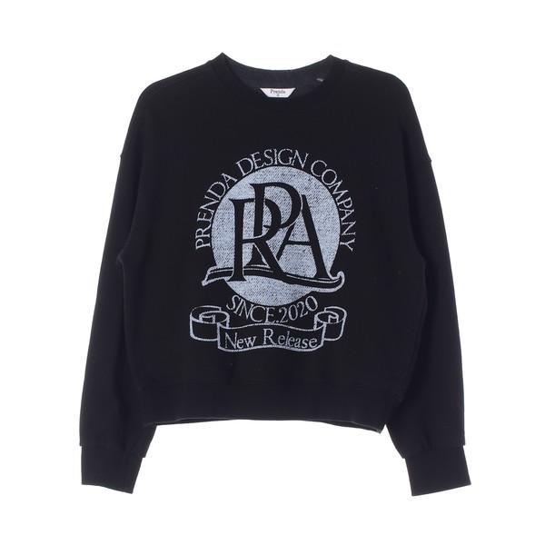 프렌다 (S)블랙 드롭숄더 스웨트셔츠