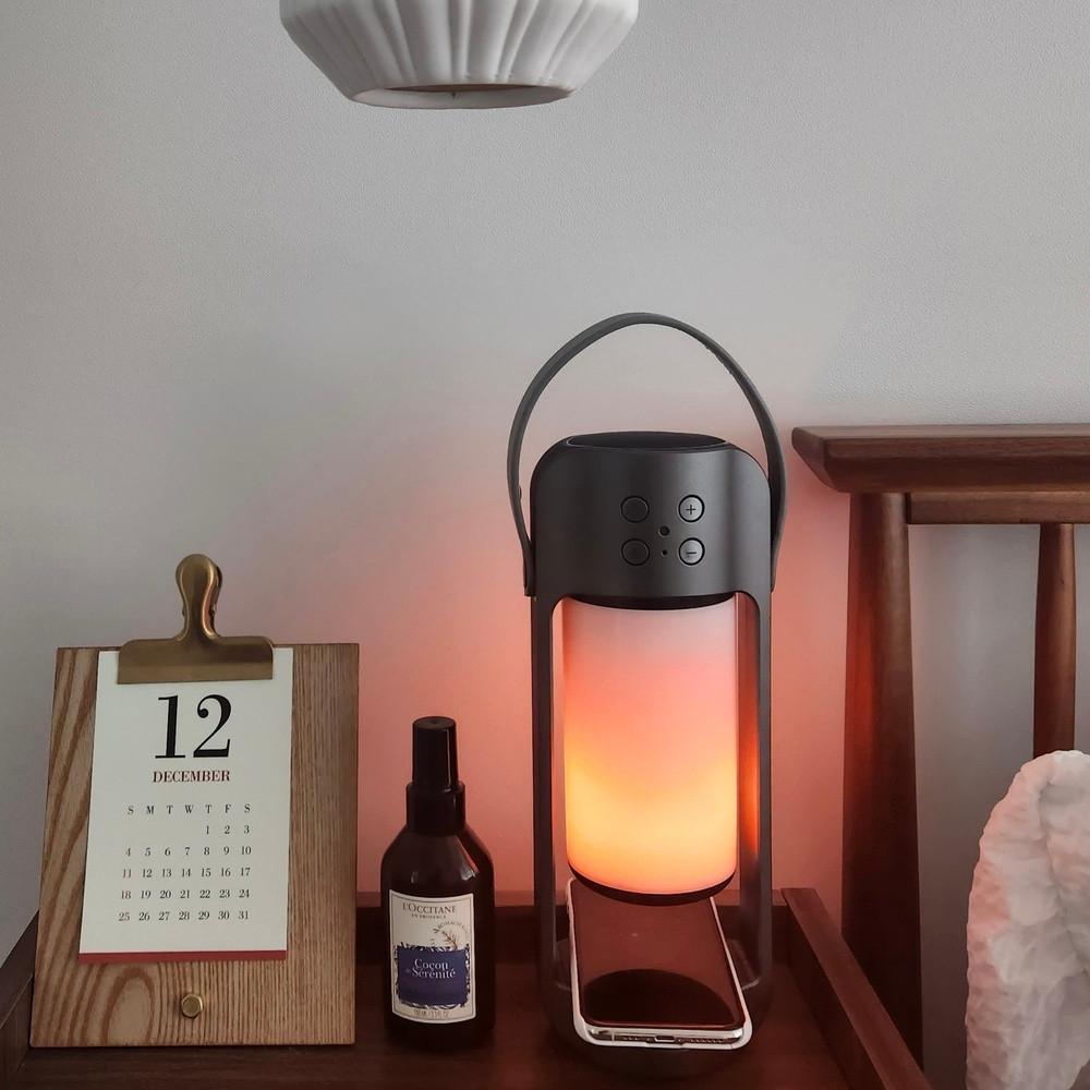 에어라이프 불멍 무선 블루투스 스피커 캠핑 장비 감성 무드등 차박 여행 무선충전기 10W