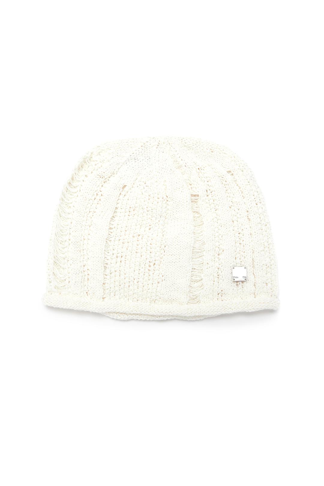 STRIPE CHUNKY BEANIE IN IVORY