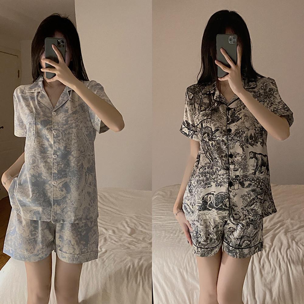 실크 잠옷 세트 트왈드주이 오블리 잠옷 파자마