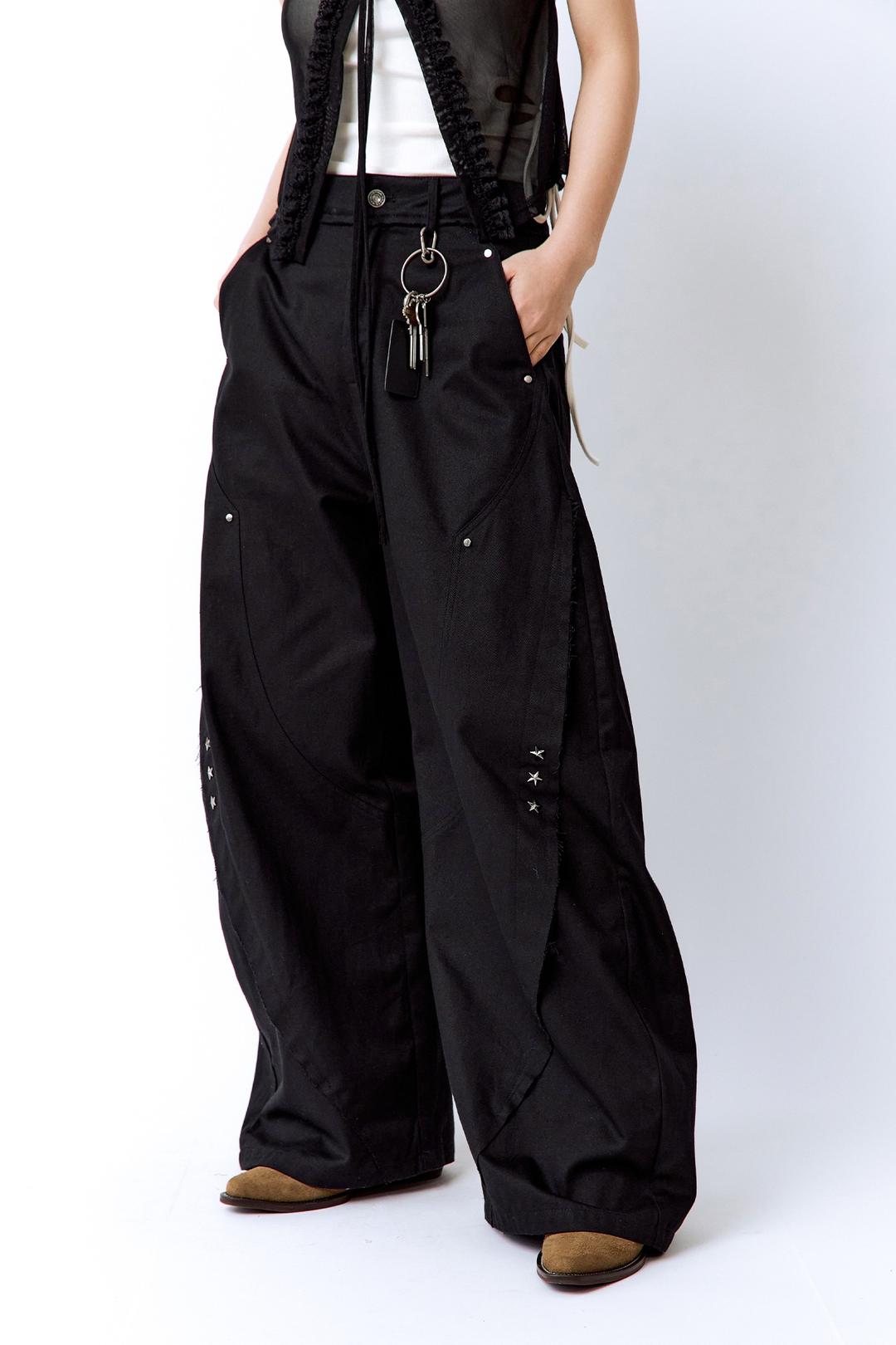 Destroyed Wide Pants Black