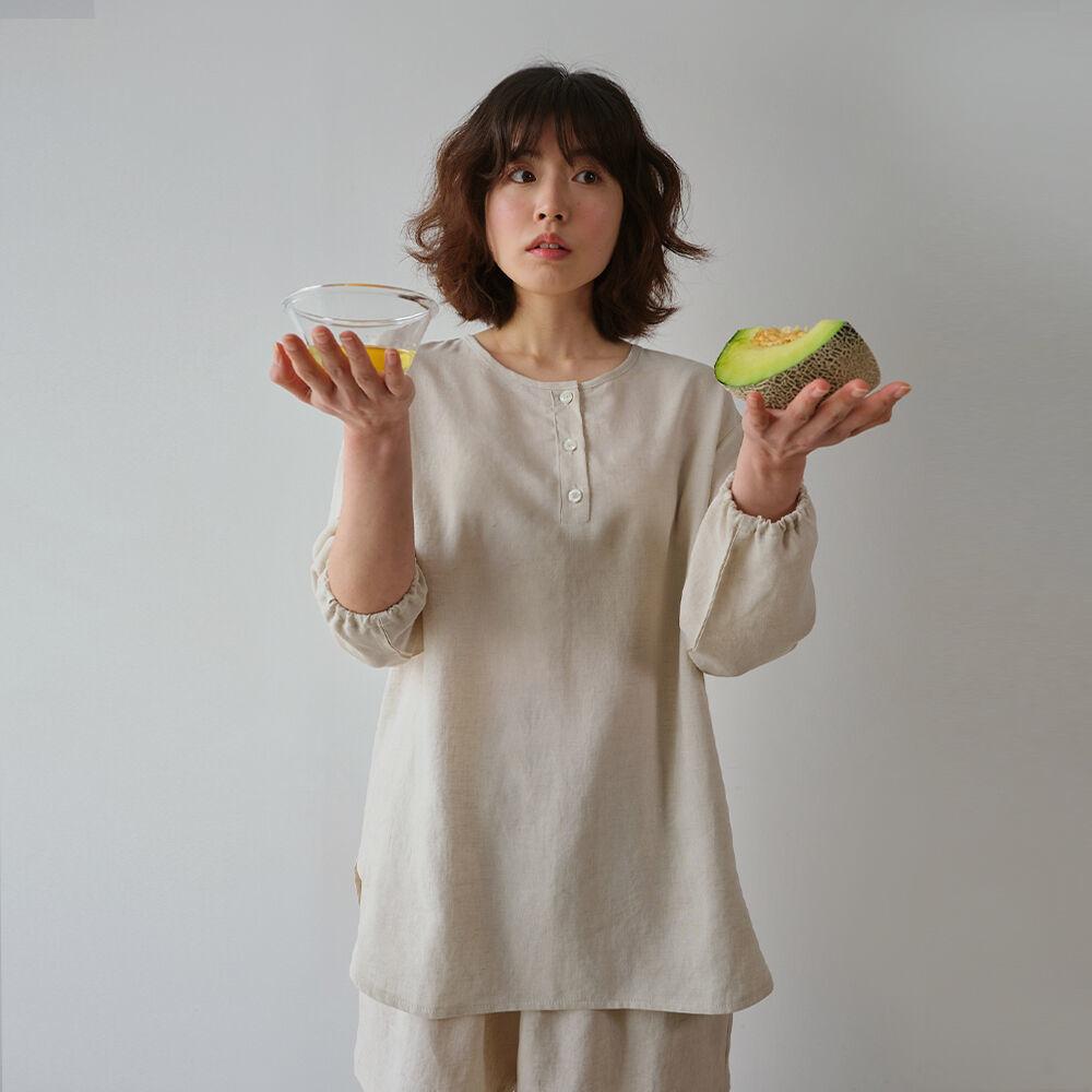 린넨텐셀 홈웨어 상하의 세트 오트밀