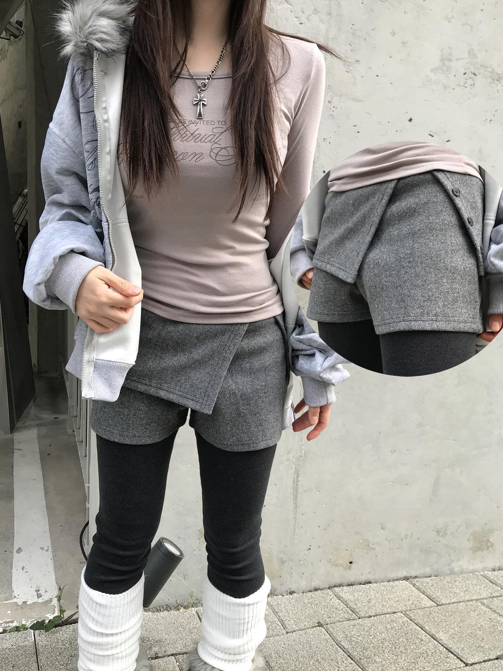 키오 윈터 사선 버튼 로우 쇼츠