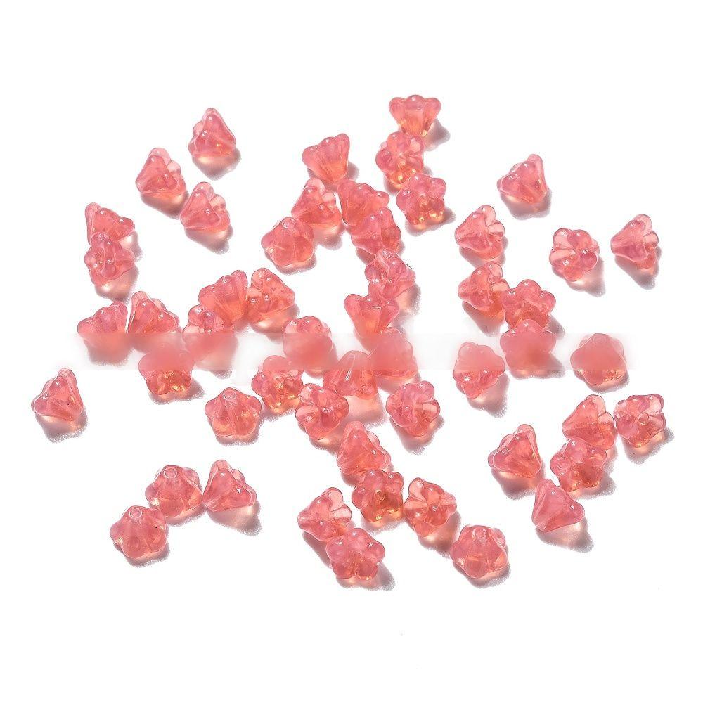 투명체코유리비즈/꽃/연한바이올렛레드/6.5X5mm/구멍:0.8mm/약357~363개/봉지