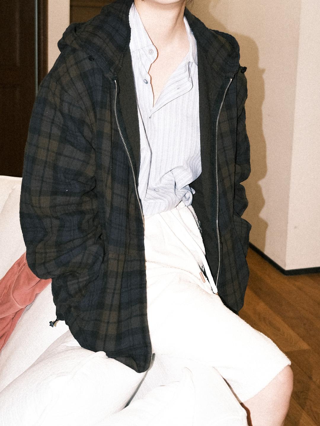Checked Hood Zip Up