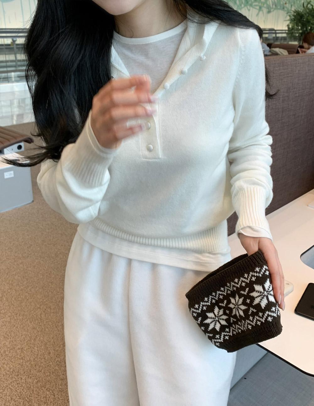 치즈 울 후드니트 (4color)