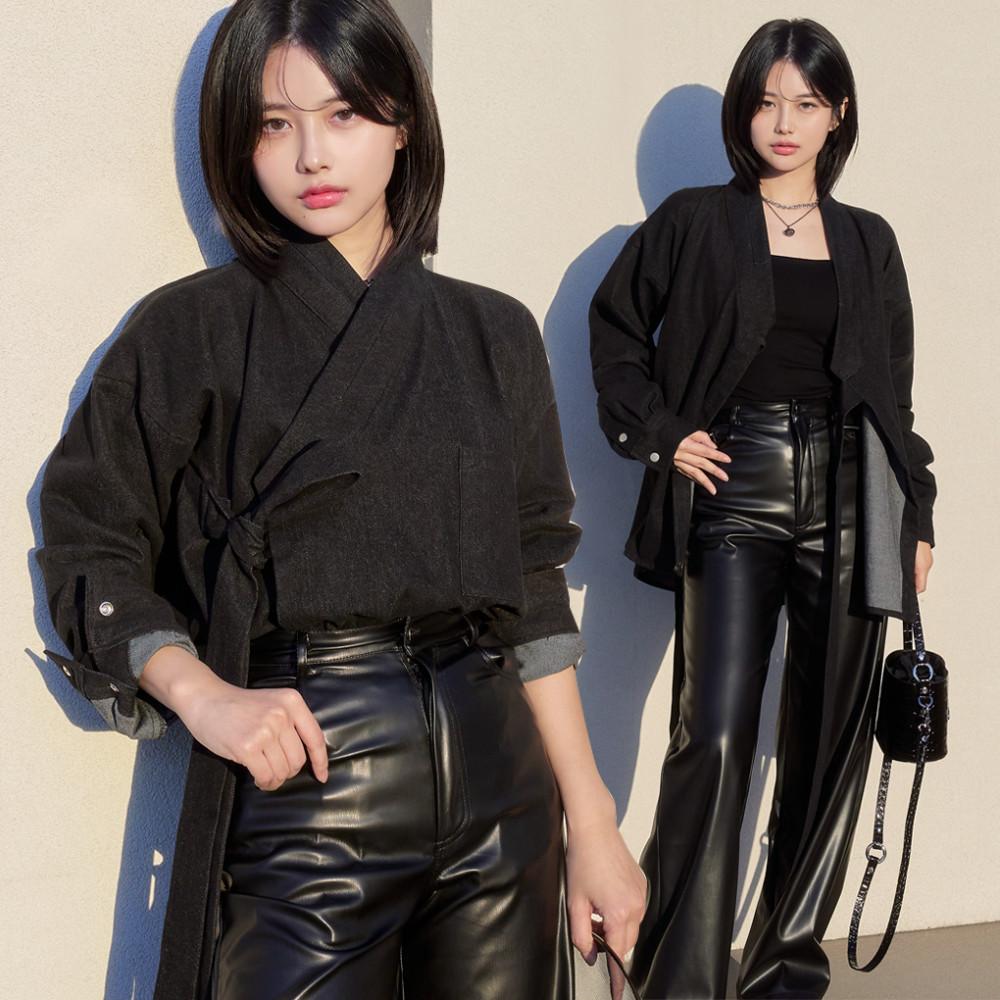 TM3 조선코어룩 데님 셔켓 저고리 남여공용 흑청