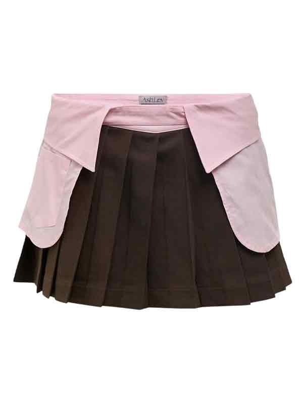 핑크 칼라 미니 스커트