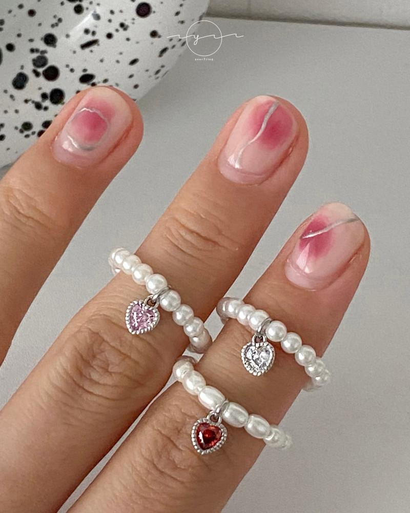 핵진주 하트팬던트 반지 / 하트진주반지