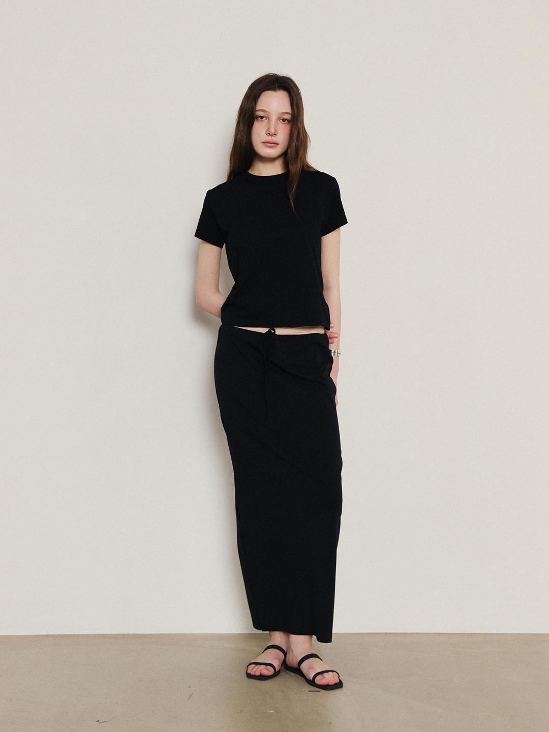 Strap Long Skirt - Black