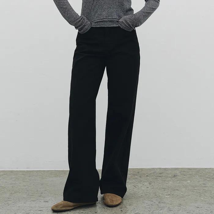 Classic Semi Wide Denim Pants (Black)