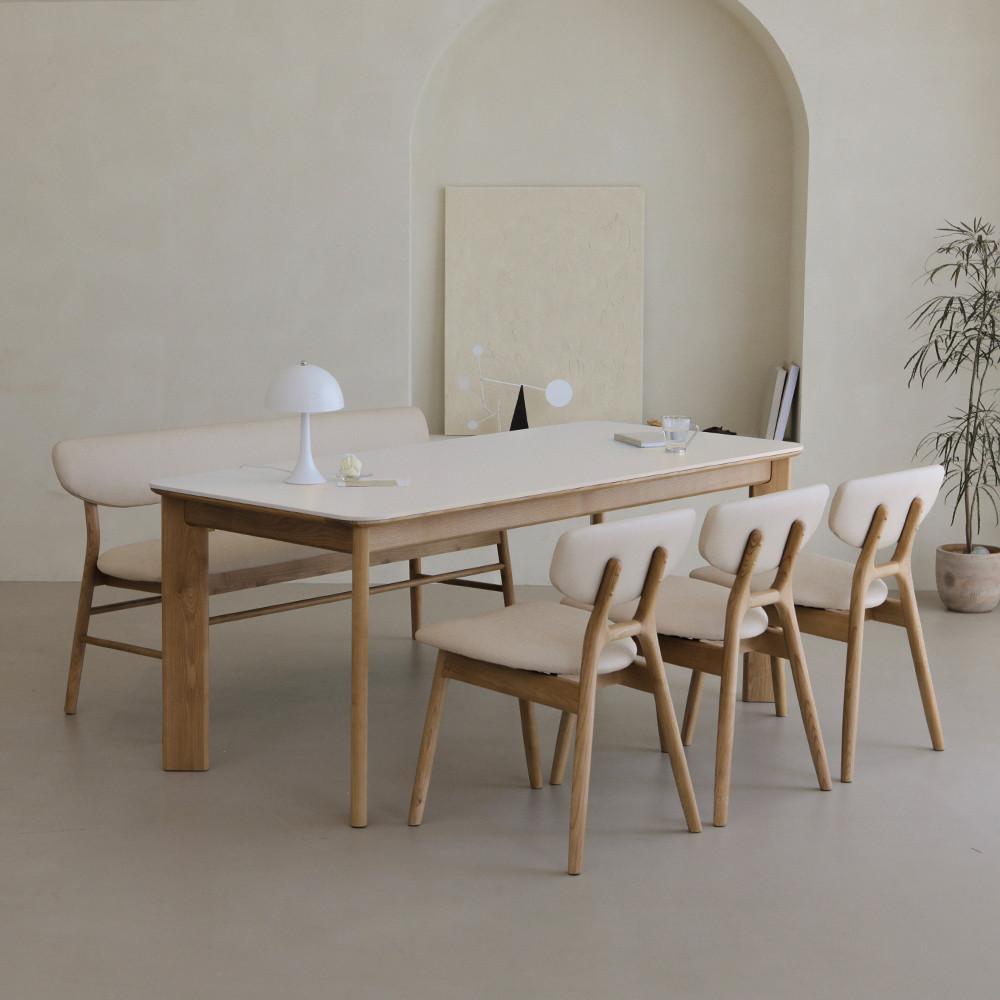 오스비 애쉬 원목 통 세라믹식탁 세트 4인용 6인용 1400 1800