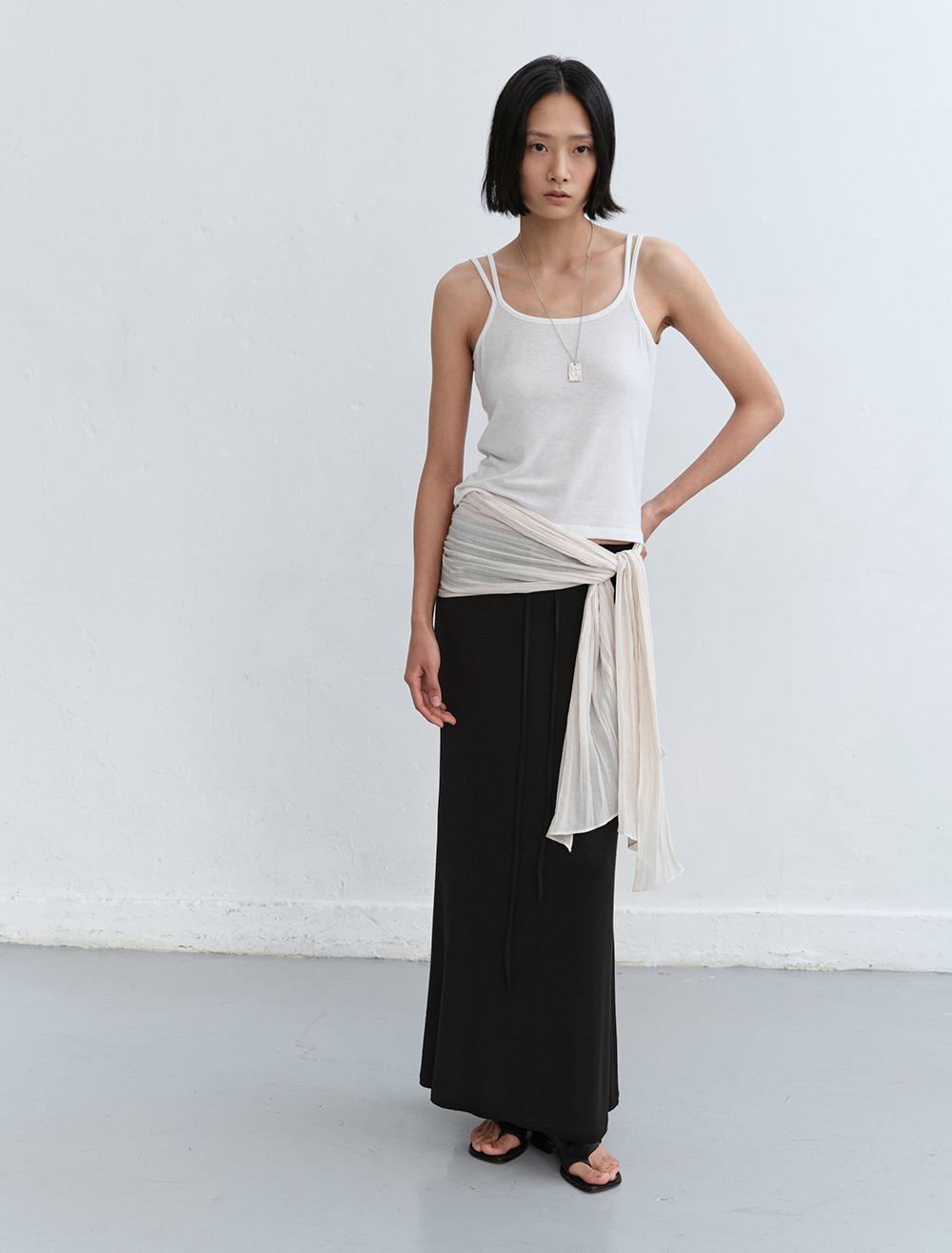 [3rd REORDER] SILKY SWEAT MAXI SKIRT [BLACK]