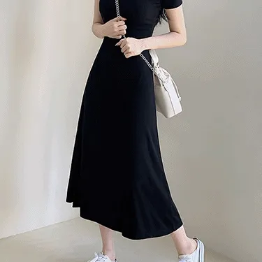 긴팔재입고! [몸매보정] 집앞에서도 예쁘게, 쏠트 쓰리버튼 반팔롱원피스