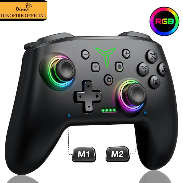 Dinofire 무선 블루투스 RGB 컨트롤러, 닌텐도 스위치 OLED, 스위치 라이트, 모바일 컨트롤러, 유선 PC 게임 패드 컨트롤러