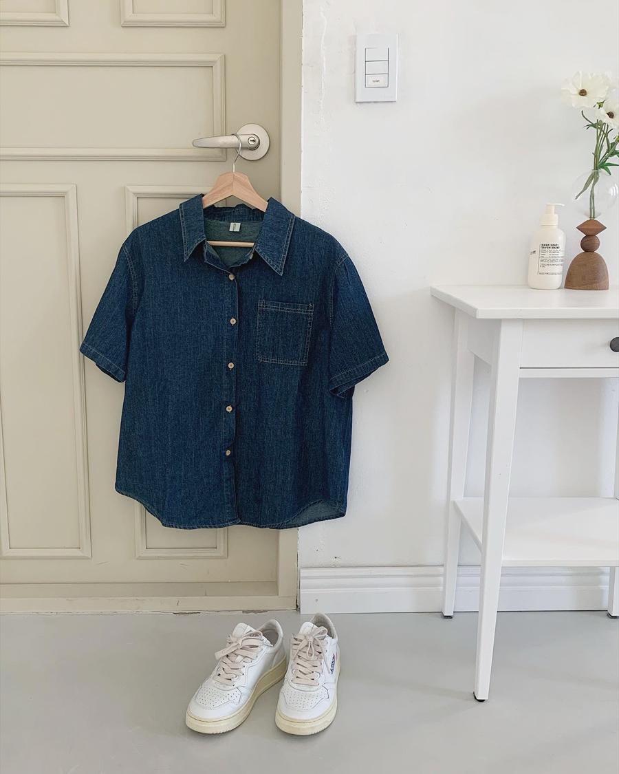 1015마켓 [🍂20만장누적판매#박시핏]샤인 데님셔츠