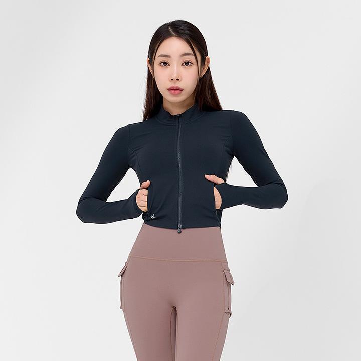 슬림핏 크롭 집업자켓 소울네이비