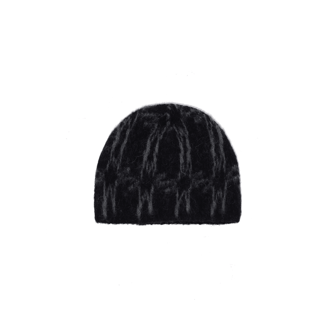 Cost Per Kilo Star Checked Angora Beanie Black