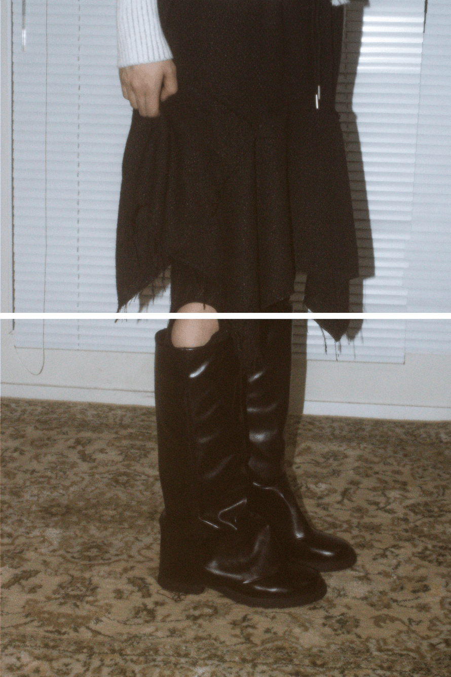 shirring boots cut boots