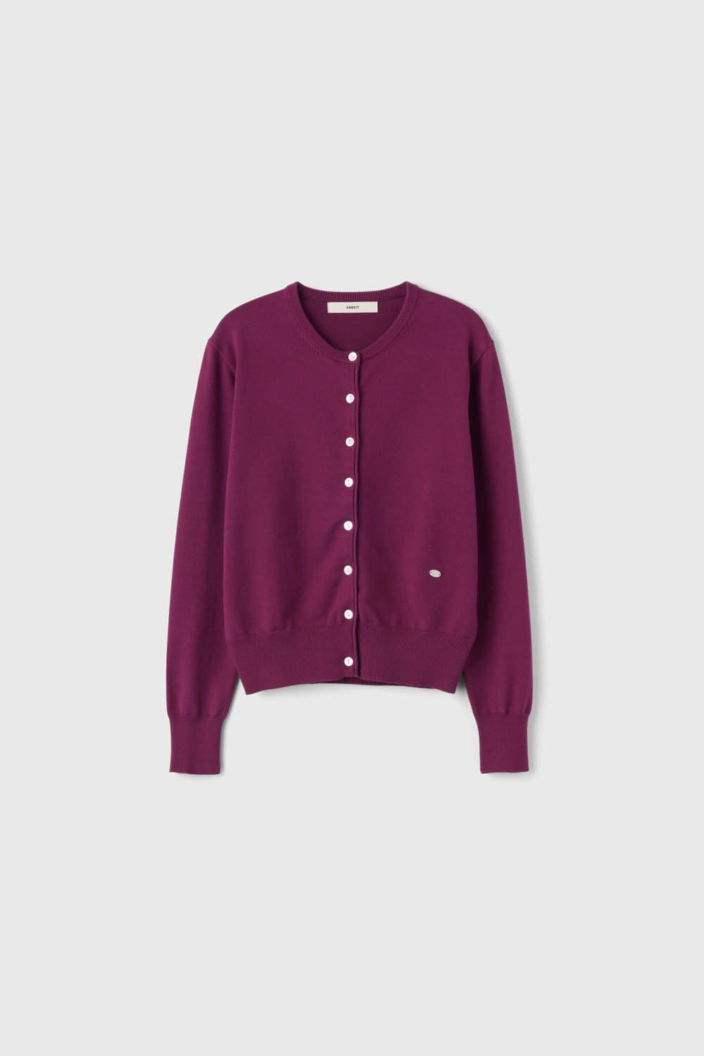Q Stitch Point Viscose Cardigan_Grape
