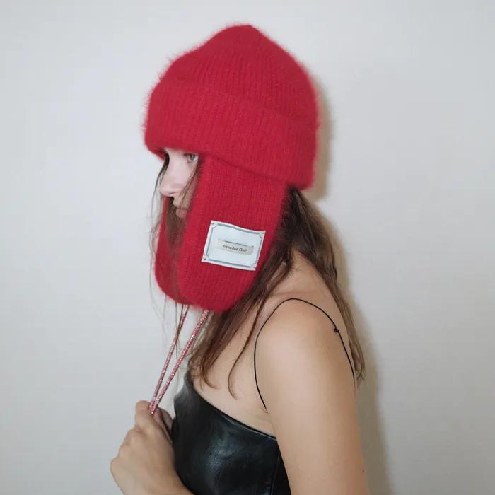 ANGORA EAR MUFF CAP_CHERRY RED