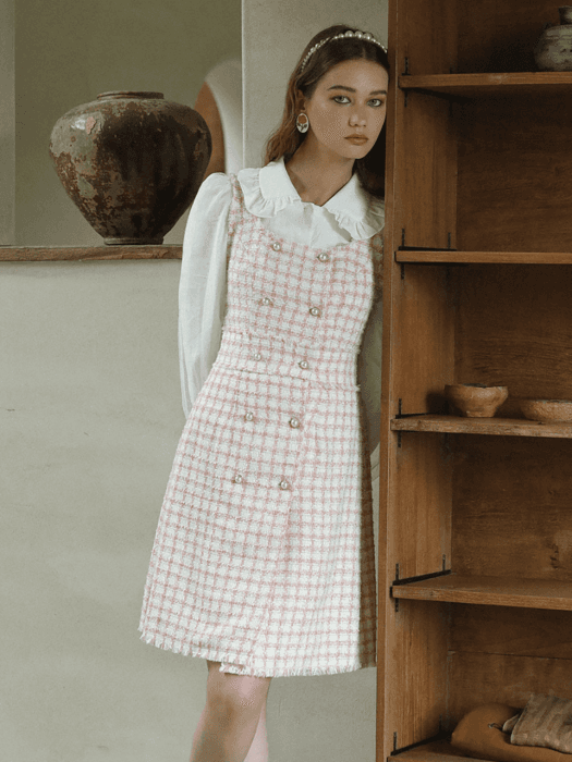 DD pink tweed check dress