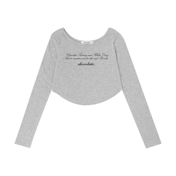 발렌타인 라운드 크롭 긴팔 티셔츠