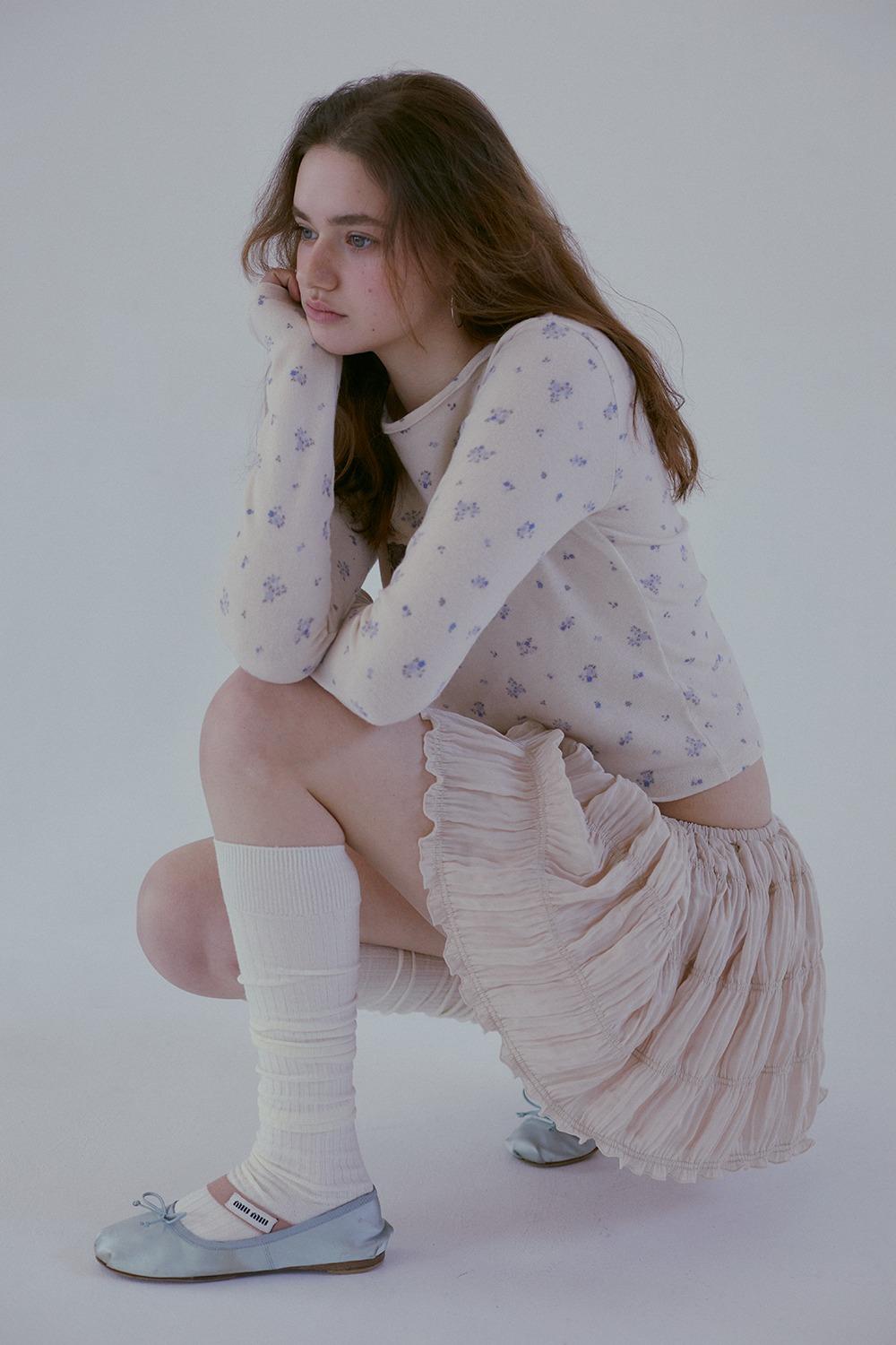 SHIRRING BANDING SKIRT_BABY PINK