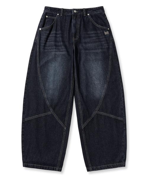 W TAG BAGGY DENIM PANTS - BLUE