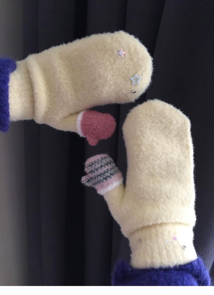 수심 Teddy Lemon Mittens 테디 장갑 벙어리 겨울 미튼 엄지장갑 손모아