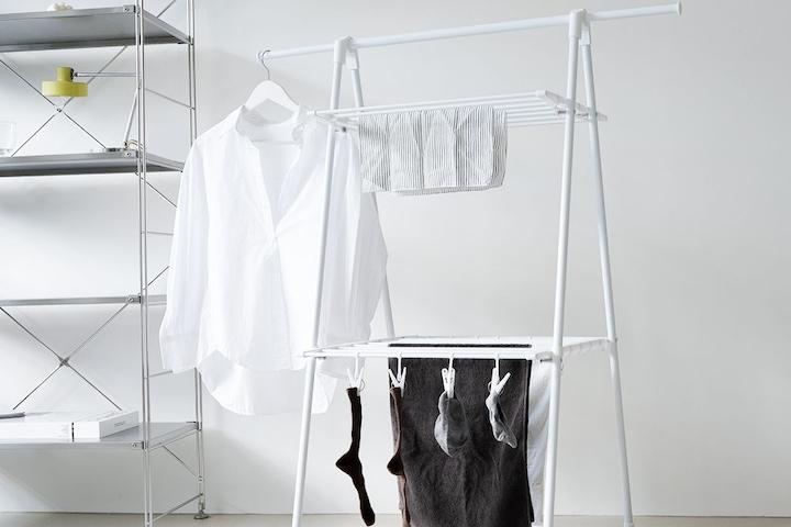 원룸형 우드/ 올화이트 빨래 건조대 슬림형 + 집게10PCS