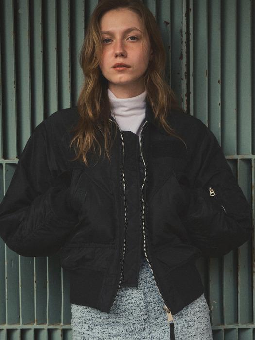 classic ma1 short bomber jacket_Black