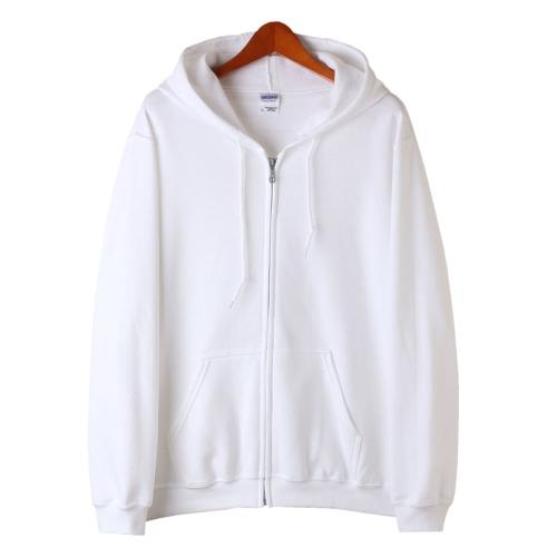 아시안핏 무지 후드 집업 | 화이트