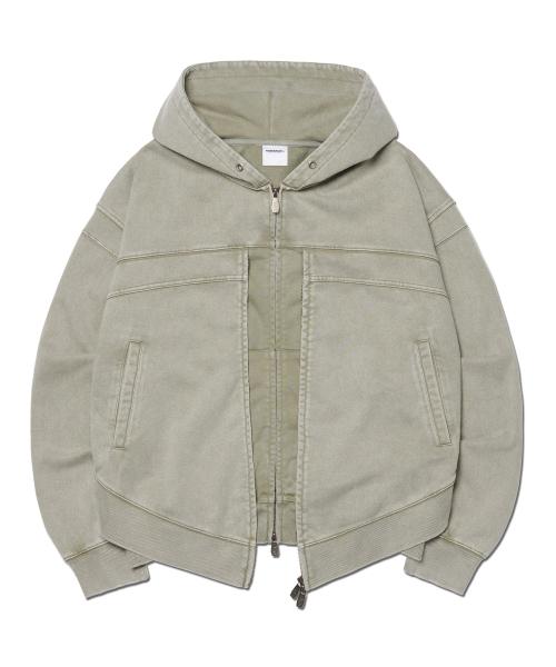 VINTAGE LAYER HOODED ZIP-UP - WASHED KHAKI