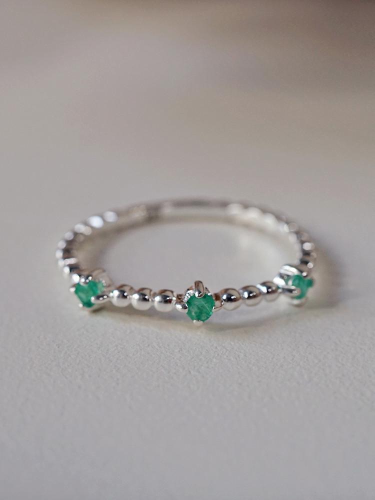 [무배]925silver 에메랄드 도트반지