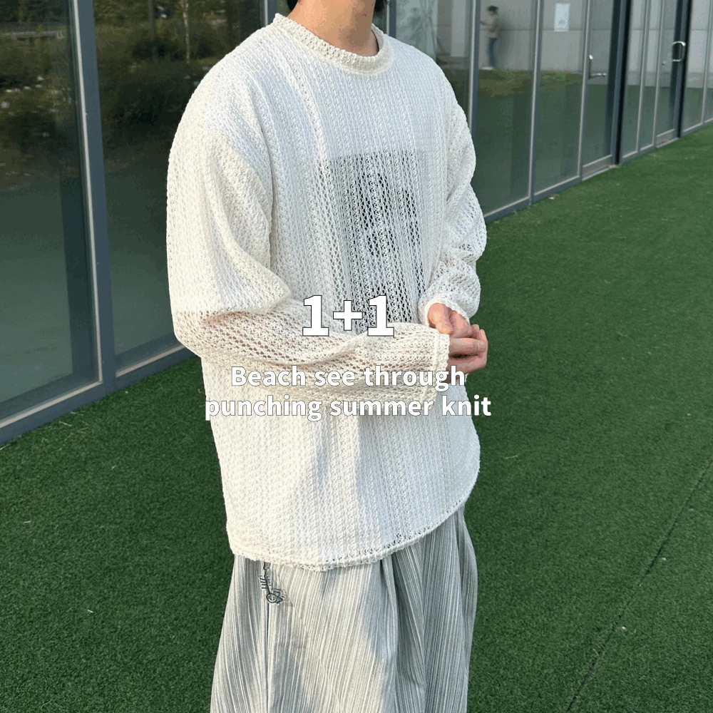 [1+1할인/여름필수] 비치 씨스루 펀칭 썸머 니트